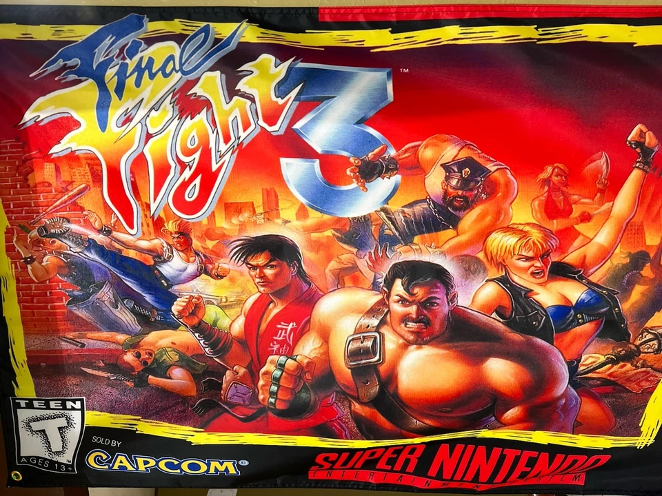 Final Fight 3 Nintendo SNES Boxart 5' Flag Banner Poster 1995 - Image 3 of 3