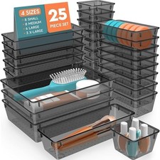 SpaceHacks 25 PCS Plastic Drawer Organizer Set, 4-Size Versatile Organizer Tool