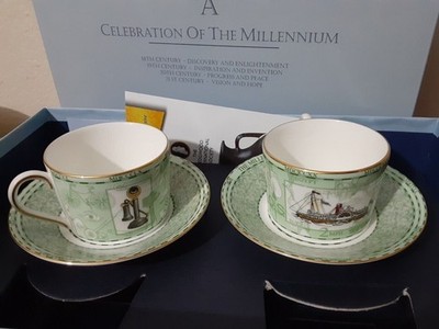 SIGNED Wedgwood Teacup & Saucer Set Celebration of the Millennium 1998