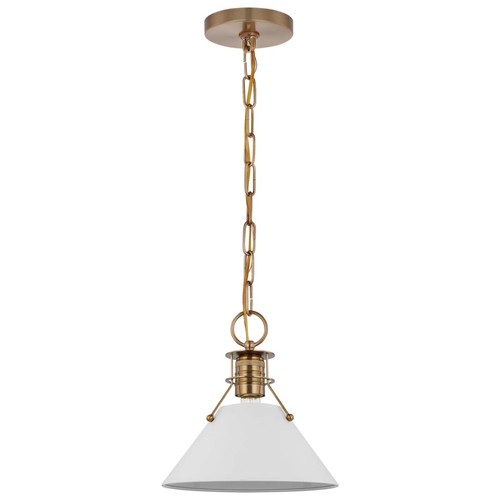 Nuvo Lighting 60/7522 Outpost 10"W Mini Pendant - Matte White / Burnished Brass