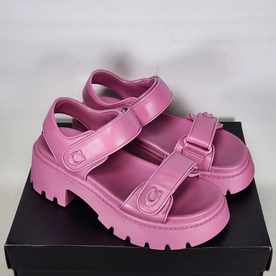 Talla 7.5 - Plataforma Coach Brynn - Tacón de 2.25" / Plataforma de 1" - Cuero Fucsia Foto 2 de 4