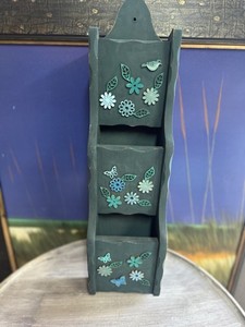 Wall Hanging Mail Holder Organizer Wood Garden Decor W5.25”x L21.5”xD3.75”