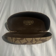 Coach Signature Hard Clamshell Case for Glasses/Sunglasses Brown Beige