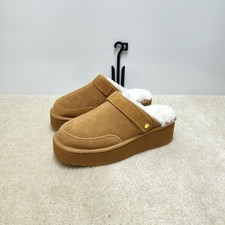 Joyspun Convert Clog Womens 9 Suede Platform Slippers Faux Fur Slides Mules NWT