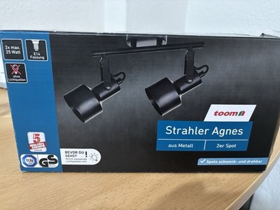 toom Agnes Spot 2-flammig Metall schwarz E14 schwenkbar/drehbar TÜV GS