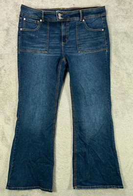 NOBO Womens 38x30 Size 19 Wide Flared Blue Jeans Dark Wash Denim High Rise Waist