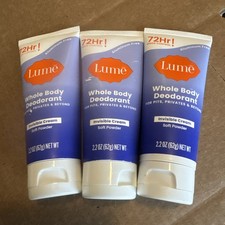 Lume SOFT POWDER Whole Body Deodorant Invisible Cream 2.2oz Lot of 3 NEW 