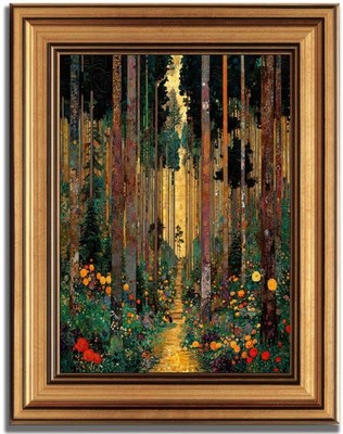 Dark Forest Canvas Wall Art Framed Moody Trees Flower Decor Picture Vintage L...