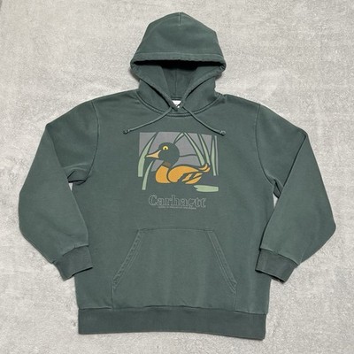 Carhartt WIP Duck Pond Sweat Hoodie Green Pullover Mens L Workwear Outdoor