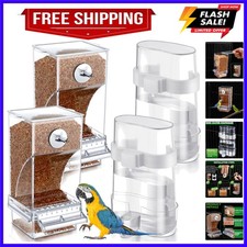 4 Pcs No Mess Bird Feeders Automatic Parrot Water Dispenser Clear Quail Feede...