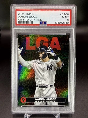 ⚾️🔥2024 Topps Aaron Judge City To City Red Holo/10 SSP PSA 9 POP 2 Only 1 ⬆️ 🔥