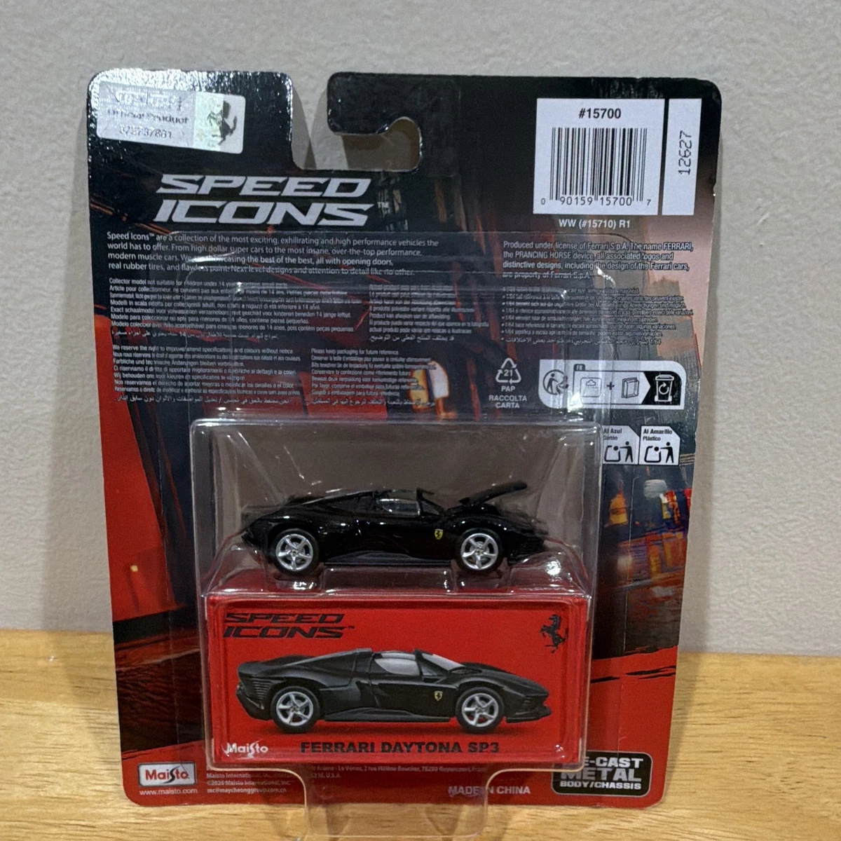Maisto Speed Icons Ferrari Daytona SP3 2024 1:64 Diecast Metal Black Limited