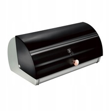 Image of Stainless Steel Bread Bin with Matte Black and Rose Gold Accents