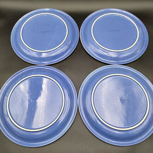 Set Of 4 Crown Corning Japan Sonora Blue Terra Cotta 10¾" Dinner Plates NO Chips - Picture 5 of 6
