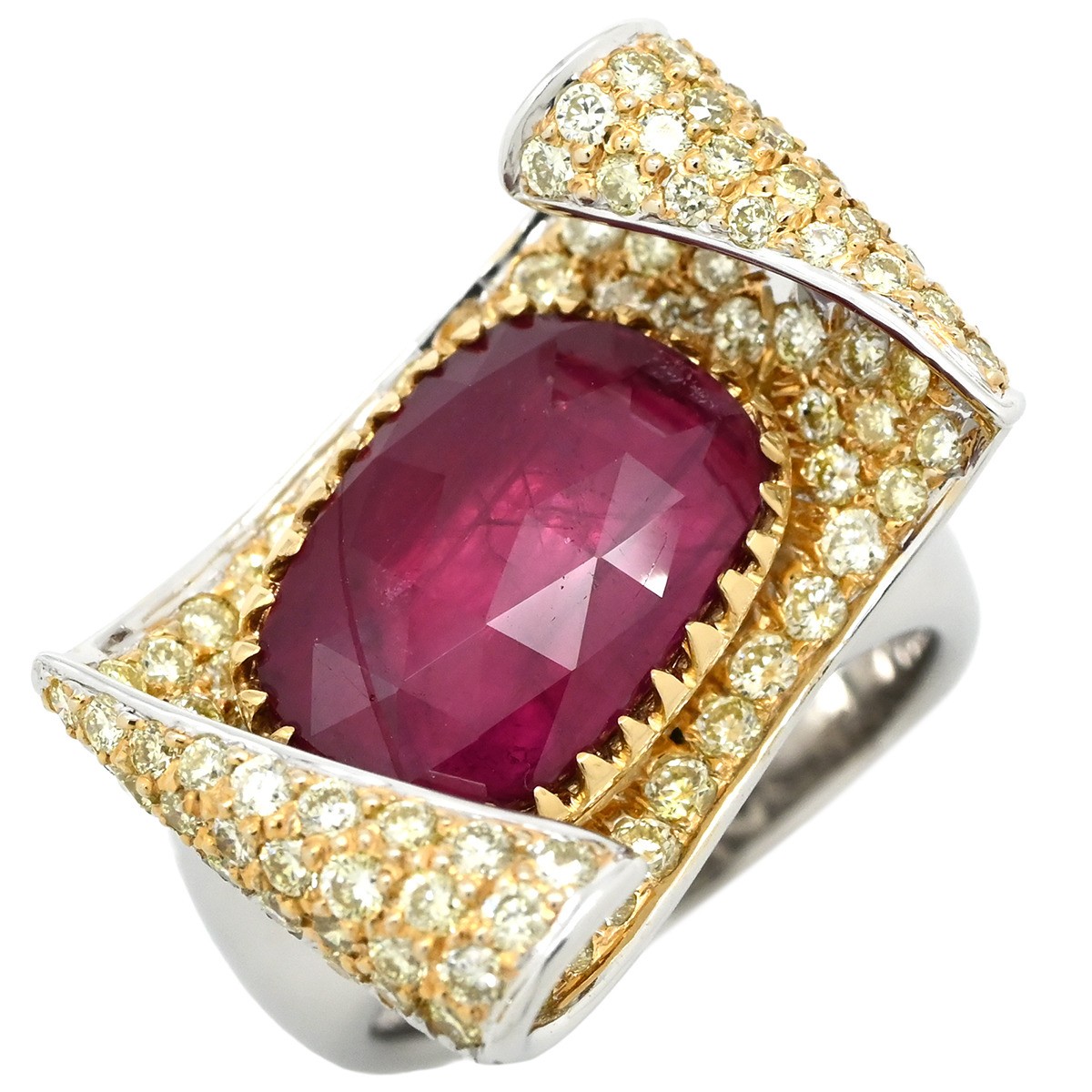 Ring ring Ruby Earring K18WG Ruby diamond White g… - image 1