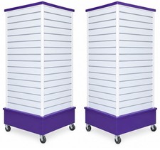 2 x Slatwall Retail Display Stand Tower on Wheeled Base, Floor Standing