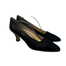 VTG Liz Claiborne Black Leather High Heel Pumps Comfort System 8.5M Y2K 80s 90s