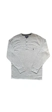 Polo Ralph Lauren Men’s Grey Cotton Thermal Henley Shirt Long Sleeve, Large