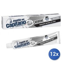 12X Pasta Del Capitano Zahnpasta Aktivkohle Schwarz 100 Ml, Hergestellt In Italy