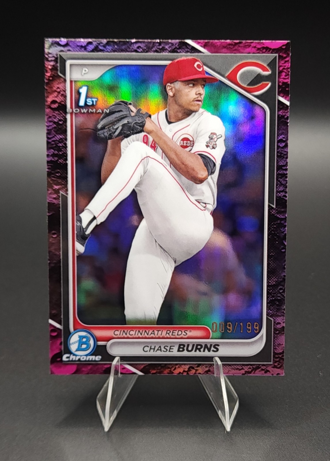 2024 Bowman Draft Chrome 1st CHASE BURNS Fuschia Lunar /199 #BDC-55 Reds