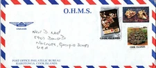AIRMAIL COVER WITH MARINE CORAL TOPICAL STAMPS FROM COOK ISLANDS TO USA 1980s K