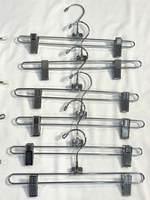 Vintage Chrome Metal Clip Pant Skirt Hanger Non-Slip 12" Adult Display LOT of 6