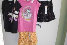 4 PC SET Girls Size 6X Jumping Beans Tops Skirt/Short NWT Lot NEW Unicorn