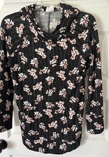 New NWT Lularoe Lightweight Amber Hoodie Black Floral Size Small S