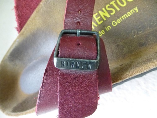 Birkenstock Birkis Sandal 40N Gizeh Red Leather Adjustable Buckle Thong Toe Post - Picture 9 of 14
