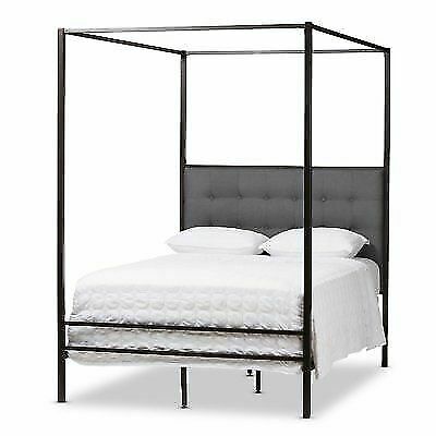 Baxton Studio Contemporary Canopy Bed Black Queen Size For Sale Online Ebay Black Queen Size Canopy Bed