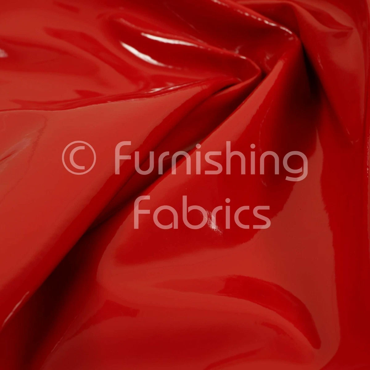 Smooth Faux Leather Gloss Finish Plain Red Colour Vinyl Upholstery