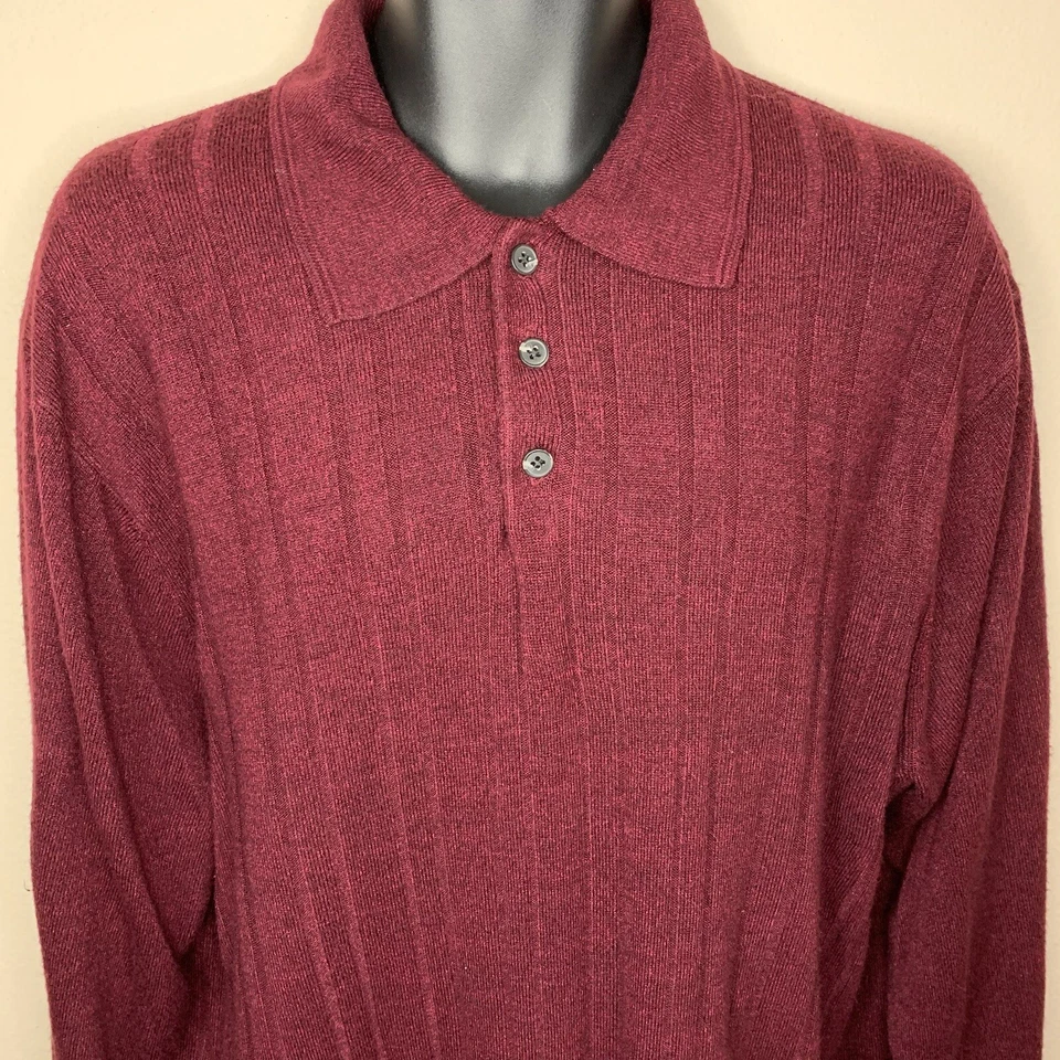 Suéter Tejido Geoffrey Beene Rojo Borgoña Manga Larga Academia 2x XXL Foto 2 de 4