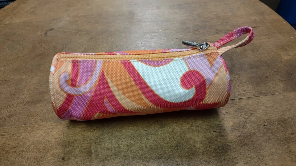 Bolsa de Maquillaje Cosmético Multicolor Lancome Bolsa de Tubo con Cremallera Naranja Rosa Blanco Foto 2 de 3