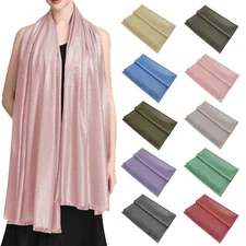 Women's Sparkling Glitter Metallic Large Pashmina Silky Shawl Wrap Wedding Scarf