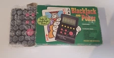 BLACKJACK AND POKER 2 IN 1 HANDHELD ELECTRONIC CASINO GAME ST-008 Vintage