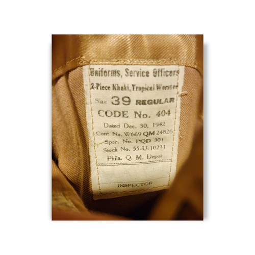 WWII US Army Officers Uniform Jacket Service Forces Tropical Worsted Khaki Named - Picture 6 of 7