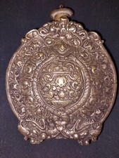 Russische Pulverflasche, Messing versilbert, 19.Jahrhundert