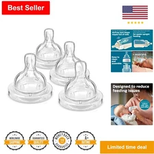 Soothing Anti-Colic Baby Bottle Nipple - Secure Latch, Slow Flow - 4pk Value