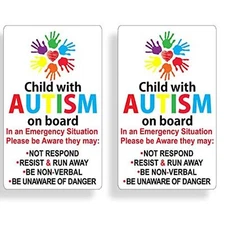 WSQ 2-Pack Child with Autism On Board Autism Awareness Vinyl Sticker Decal - ...