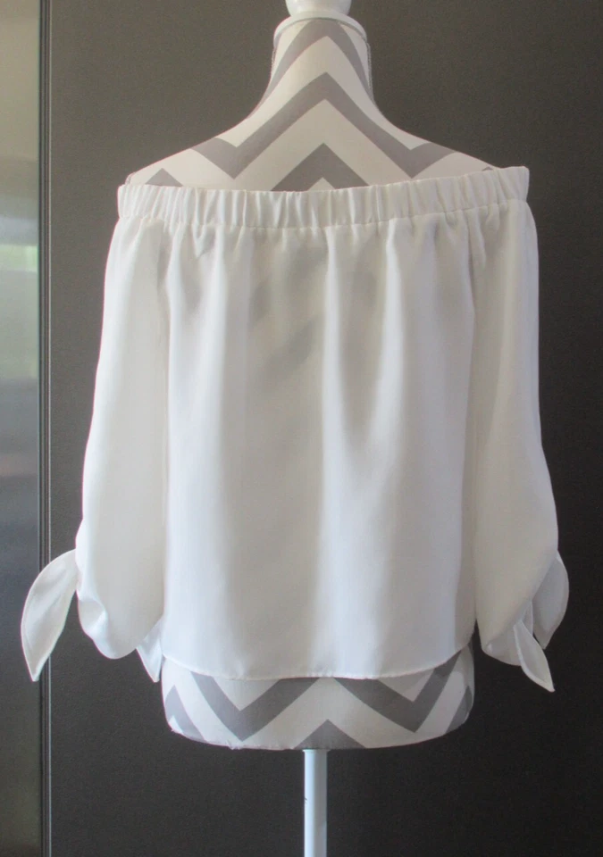 Top de mujer Sugar Lips 4292 blanco Babydoll manga abullonada recortada talla S Foto 3 de 4