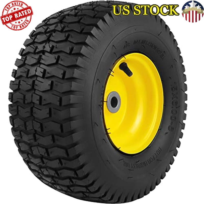 15x6.00-6 Lawn Mower Tires Front Replacement 4 Ply Tubeless 570lbs Capacity New