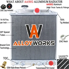 2 Row Radiator For 92 93-2000 Honda Civic D15 D16 EK EG Acura Integra DEL SOL AT
