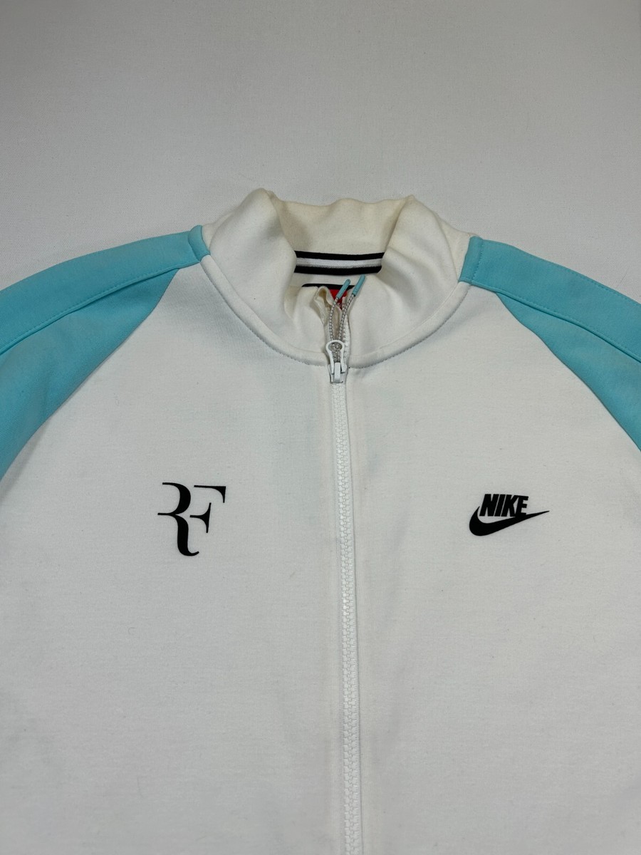 Nike Tech Roger Federer Jacket Mens 2XL White Blue Full Zip