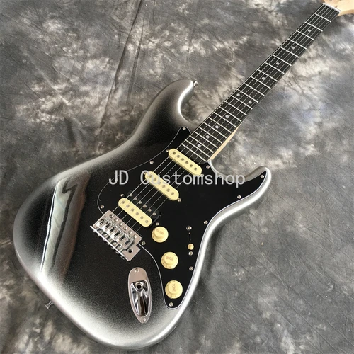 Limited Edition ST Electric Guitar Black Silver Burst Pro II HSS Pickup 6 String