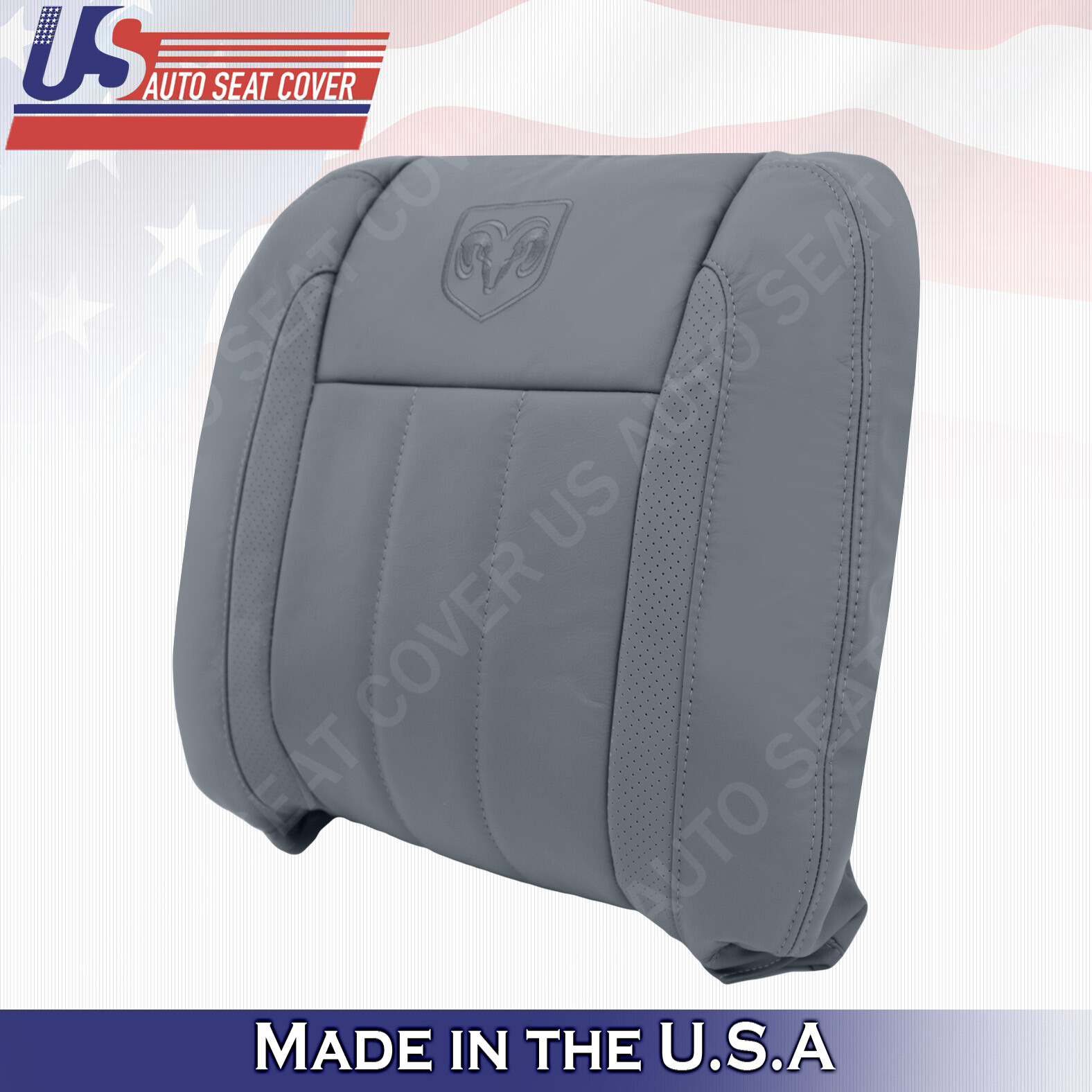 2006-2007 Dodge Ram Laramie Driver Front Bottom & Top Leather Seat Cover Gray | 1 Year | United States