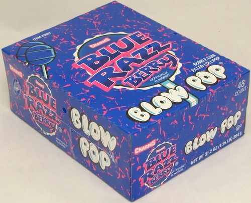Charms Blow Pops Blue Raspberry Berry Suckers Candy Pop Bulk Lollipops 48 ct Box - Picture 4 of 9