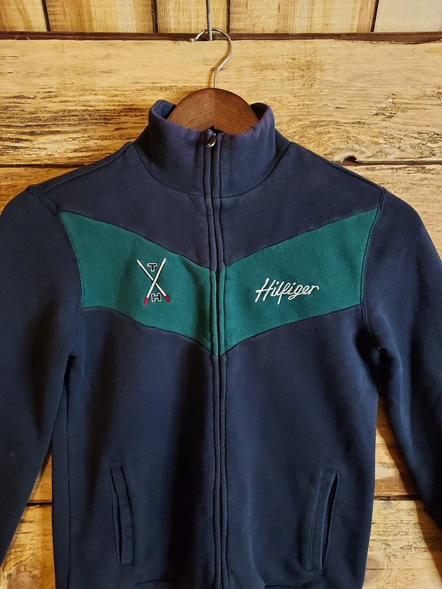 Tommy Hilfiger Womens XS Petite Blue Fullzip Sweater Jacket Activewear Y2K