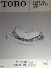 TORO Sportsman Rider Rotary Mower, Plow, Roller Implement Install & Parts Manual