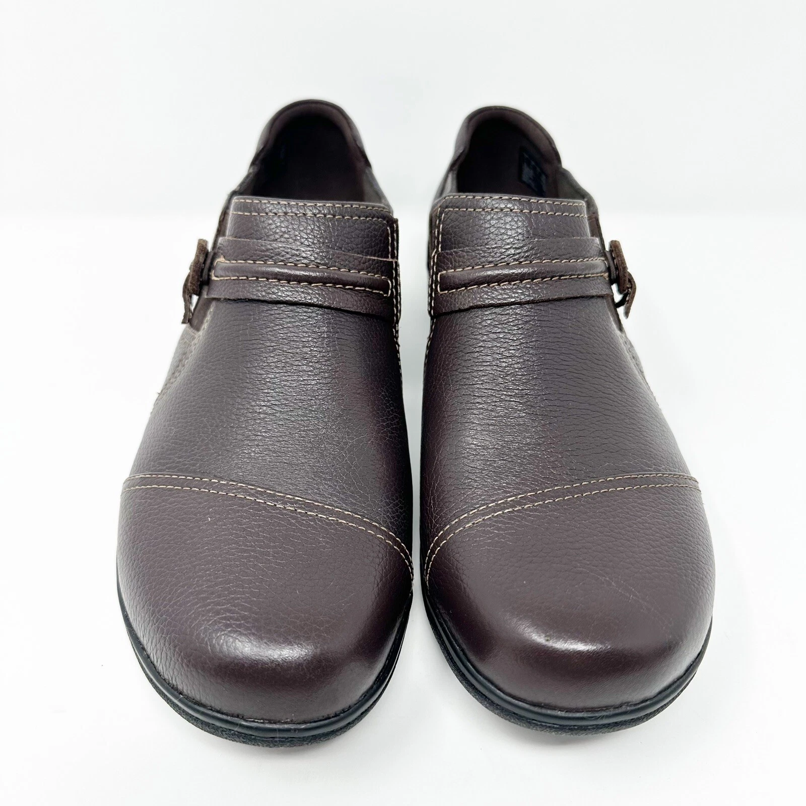 Scarpe slip on donna Clarks Cheyn Madi 9 5 W pelle marrone comode minimaliste