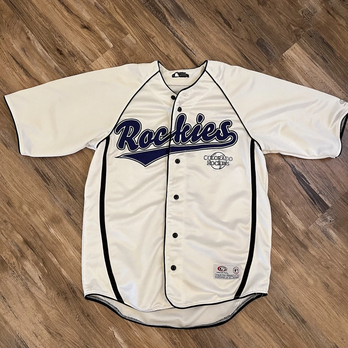 Men’s True Fan MLB Colorado Rockies Away Baseball Jersey sz M White